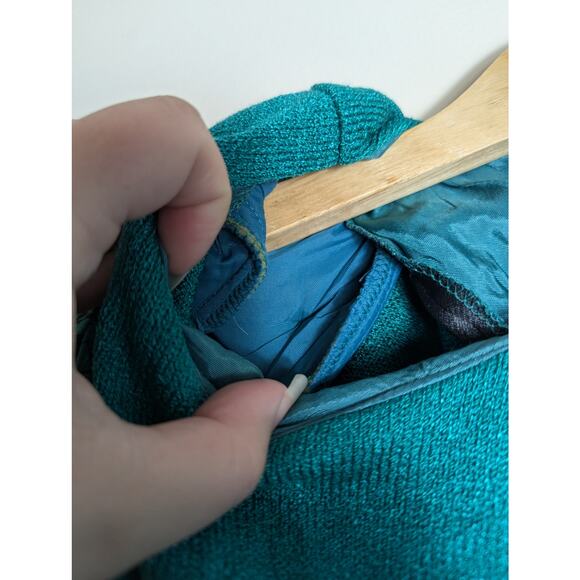 Vintage 80's Geometric Puff Sleeve Shoulder Padded Sweater - Picture 8 of 10